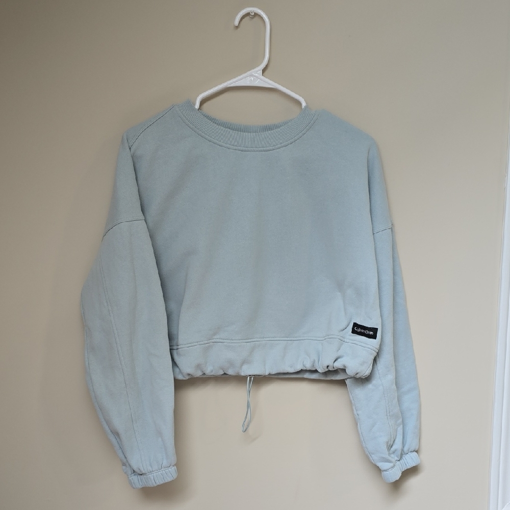 Calvin Klein Blue Drawstring Crop  Sweatshirt